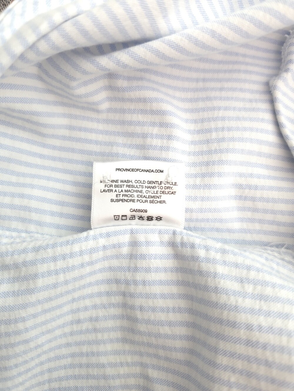 Province Of Canada Oxford Light Blue & White Stripe Button-Up Shirt Dress - Picture 8 of 11